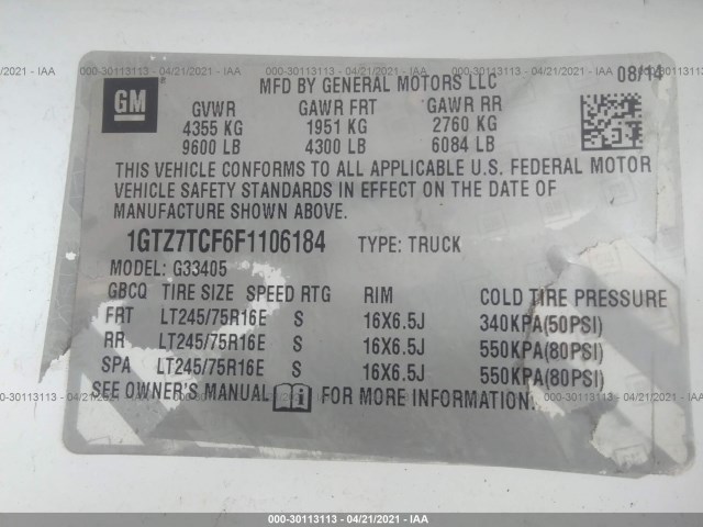 Photo 8 VIN: 1GTZ7TCF6F1106184 - GMC SAVANA CARGO VAN 