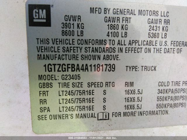 Photo 8 VIN: 1GTZGFBA4A1181739 - GMC SAVANA CARGO VAN 