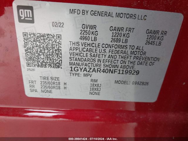 Photo 8 VIN: 1GYAZAR40NF119929 - CADILLAC XT4 