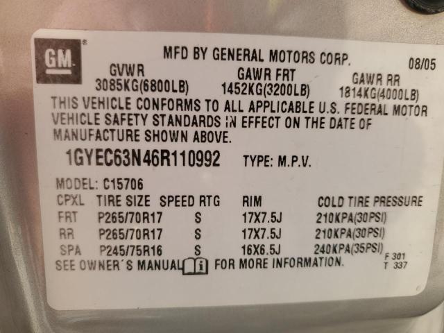 Photo 11 VIN: 1GYEC63N46R110992 - CADILLAC ESCALADE L 