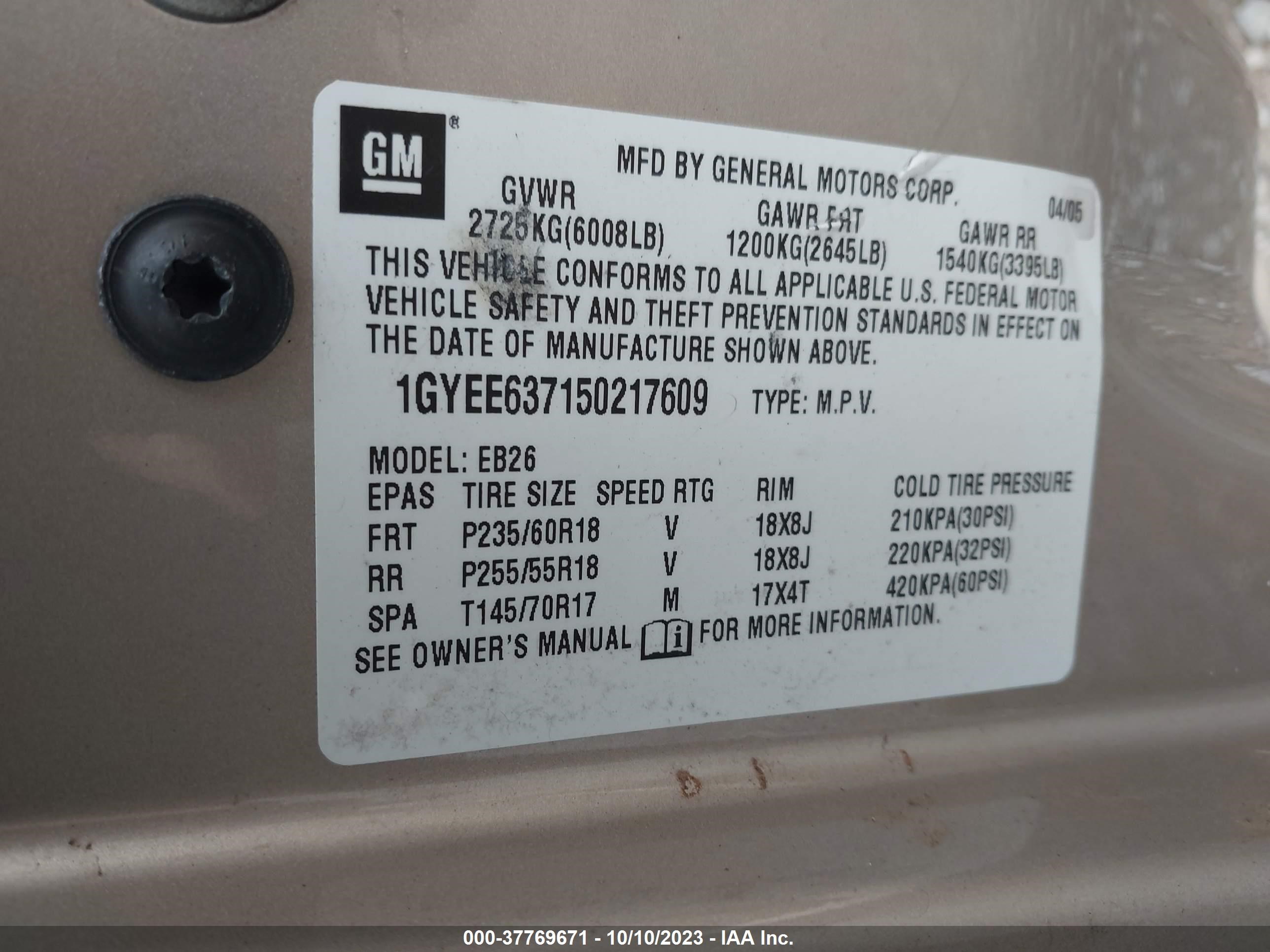 Photo 8 VIN: 1GYEE637150217609 - CADILLAC SRX 