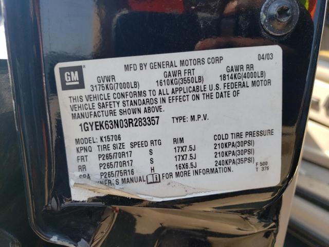 Photo 12 VIN: 1GYEK63N03R283357 - CADILLAC ESCALADE L 