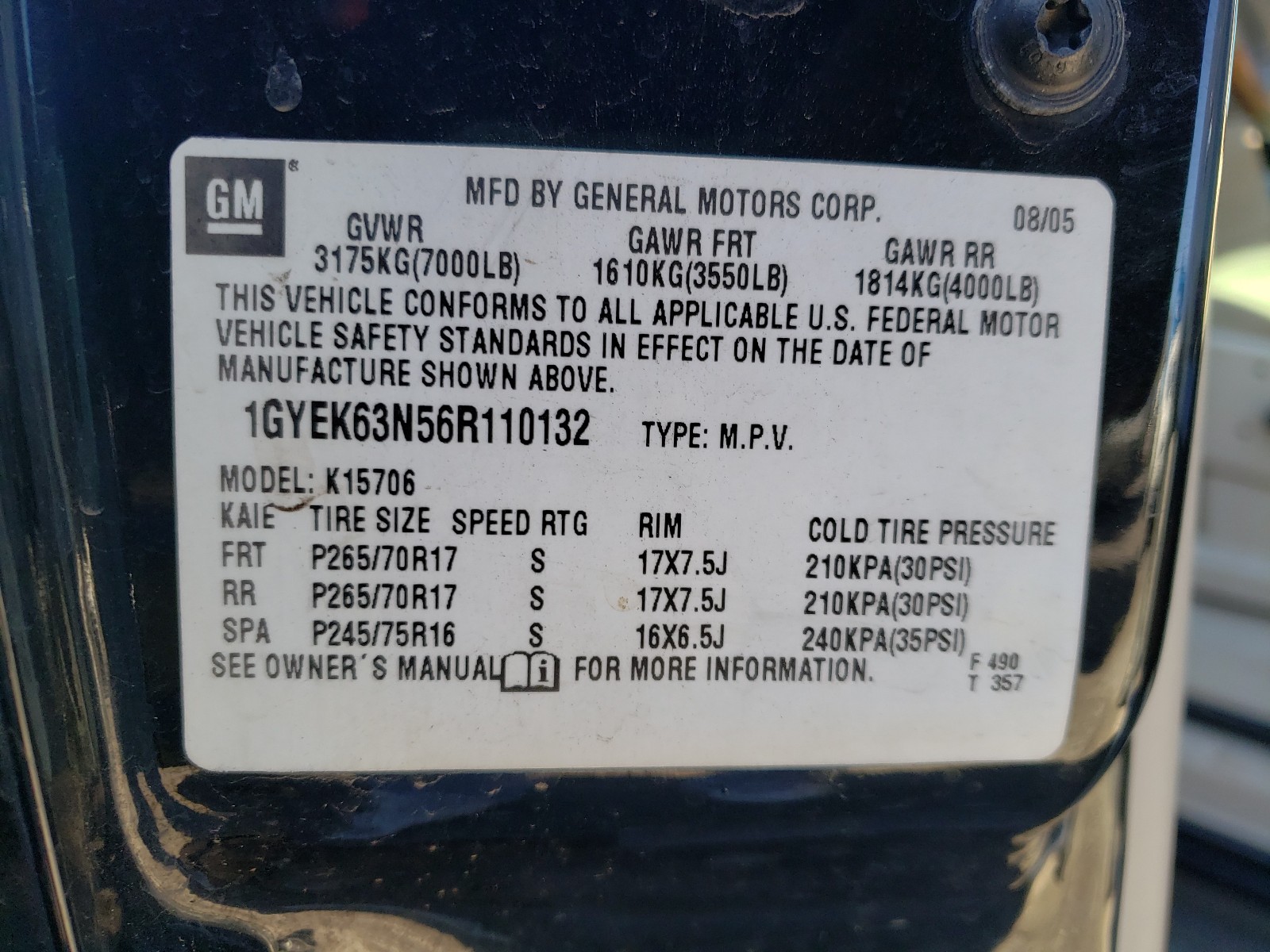 Photo 9 VIN: 1GYEK63N56R110132 - CADILLAC ESCALADE L 