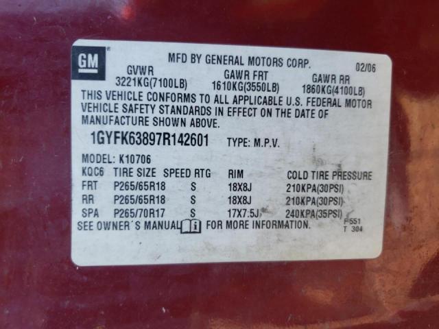 Photo 9 VIN: 1GYFK63897R142601 - CADILLAC ESCALADE L 