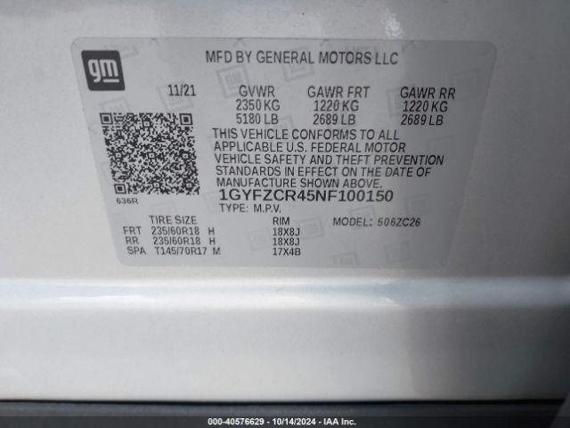 Photo 8 VIN: 1GYFZCR45NF100150 - CADILLAC XT4 