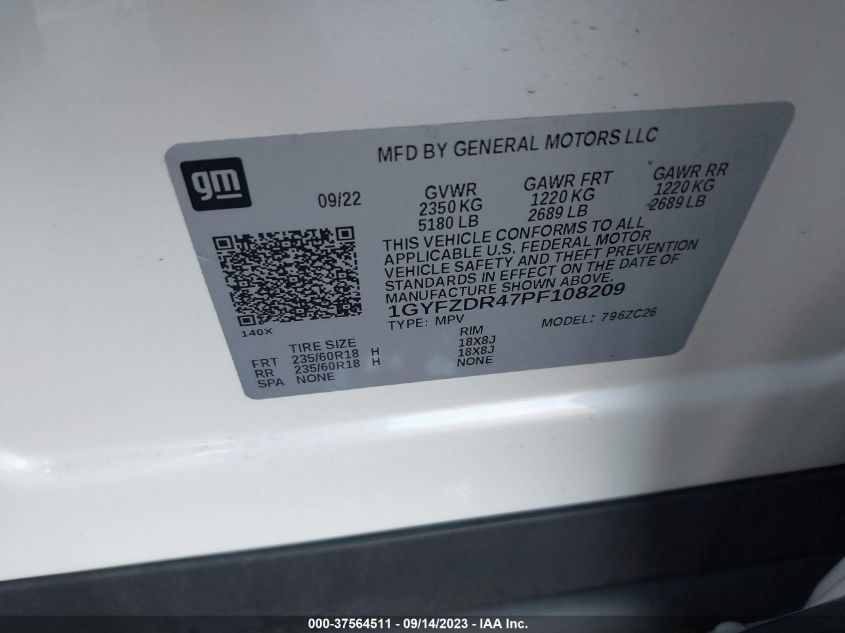 Photo 8 VIN: 1GYFZDR47PF108209 - CADILLAC XT4 