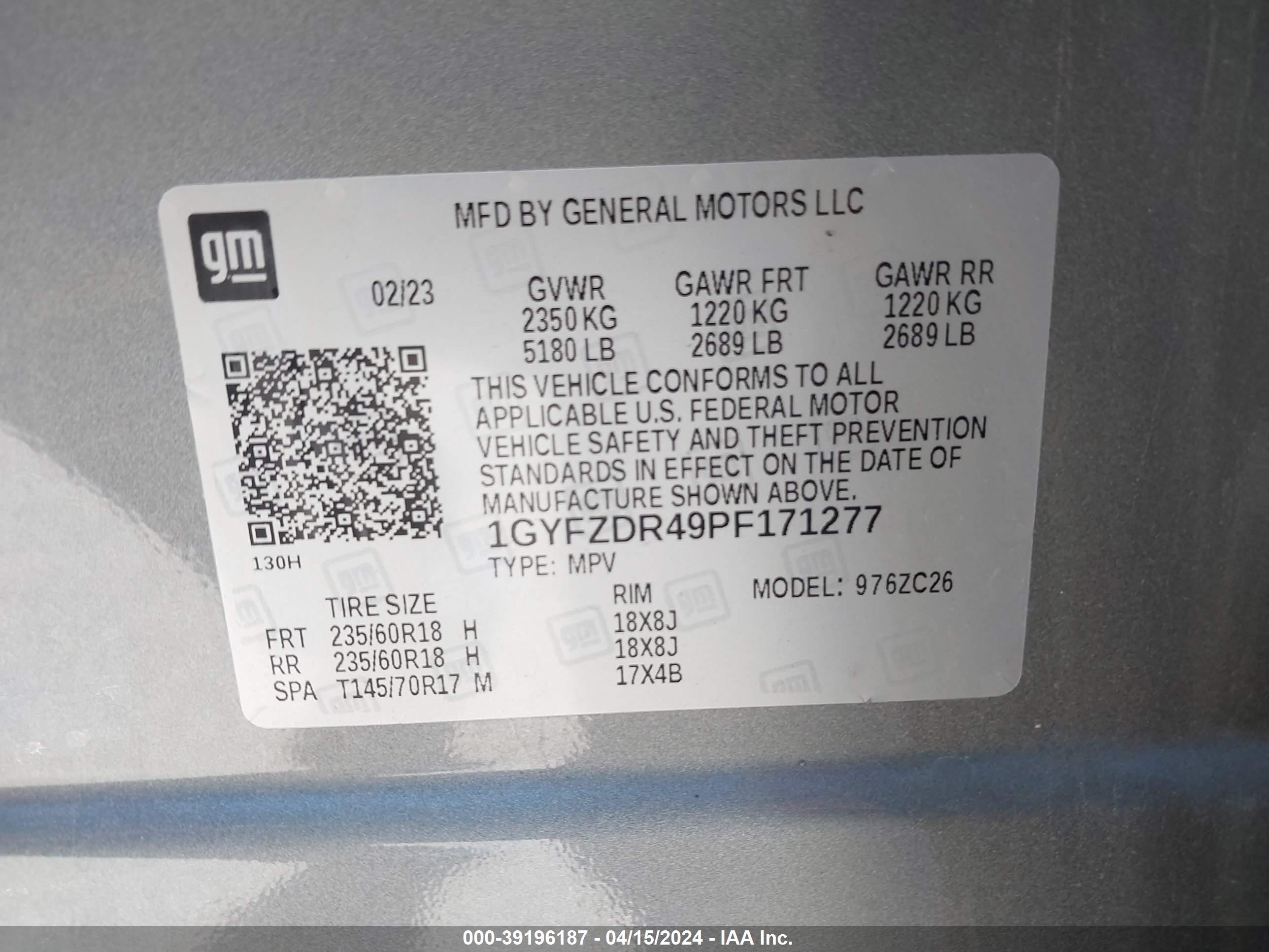 Photo 8 VIN: 1GYFZDR49PF171277 - CADILLAC XT4 