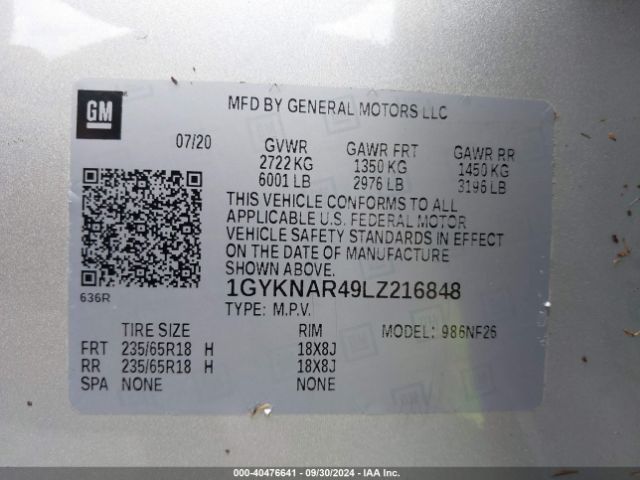 Photo 8 VIN: 1GYKNAR49LZ216848 - CADILLAC XT5 