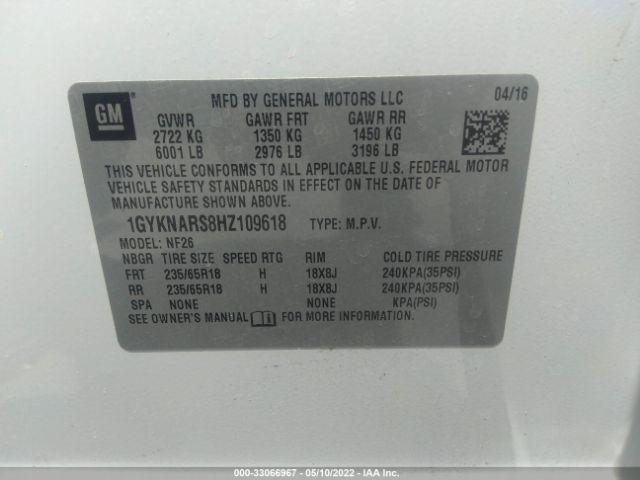 Photo 8 VIN: 1GYKNARS8HZ109618 - CADILLAC XT5 