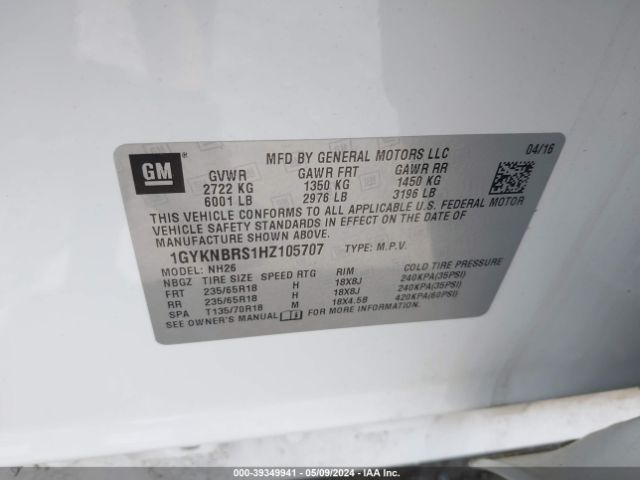 Photo 8 VIN: 1GYKNBRS1HZ105707 - CADILLAC XT5 