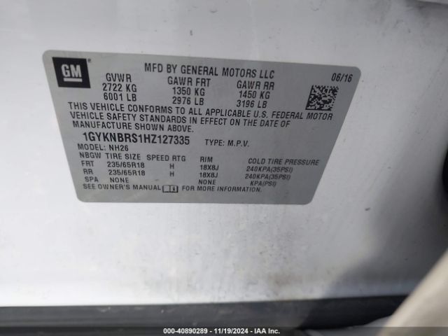 Photo 8 VIN: 1GYKNBRS1HZ127335 - CADILLAC XT5 