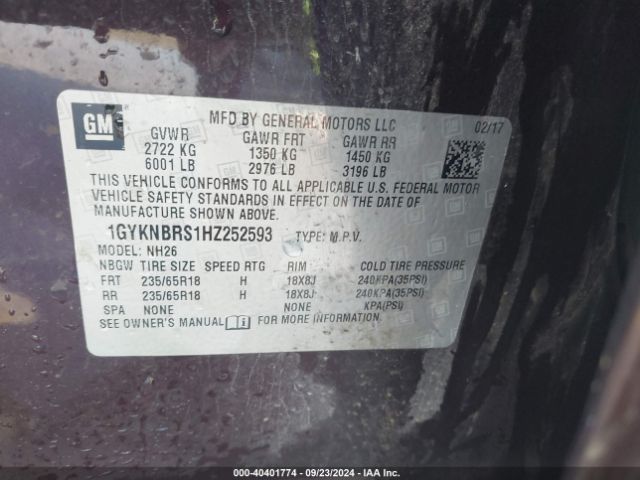 Photo 8 VIN: 1GYKNBRS1HZ252593 - CADILLAC XT5 