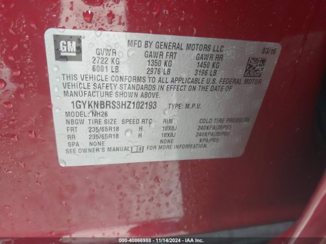 Photo 8 VIN: 1GYKNBRS3HZ102193 - CADILLAC XT5 