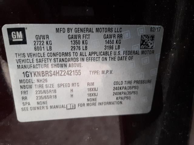 Photo 9 VIN: 1GYKNBRS4HZ242155 - CADILLAC XT5 LUXURY 