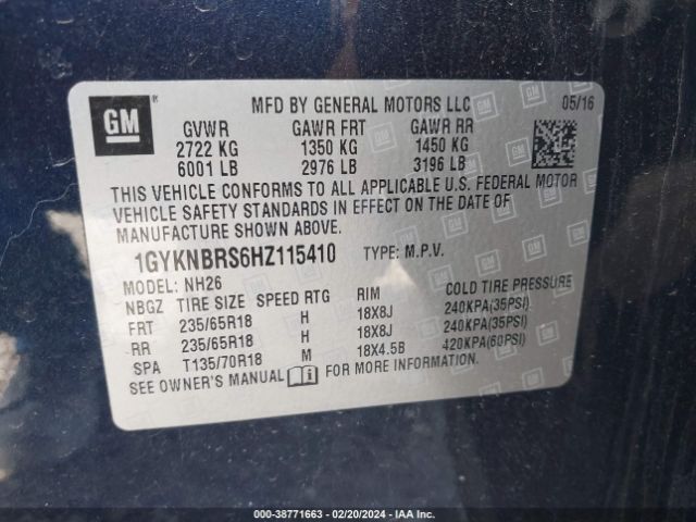 Photo 8 VIN: 1GYKNBRS6HZ115410 - CADILLAC XT5 