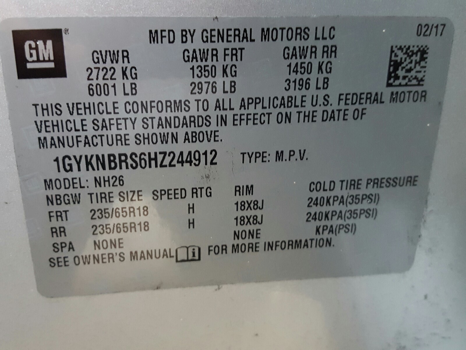 Photo 9 VIN: 1GYKNBRS6HZ244912 - CADILLAC XT5 LUXURY 