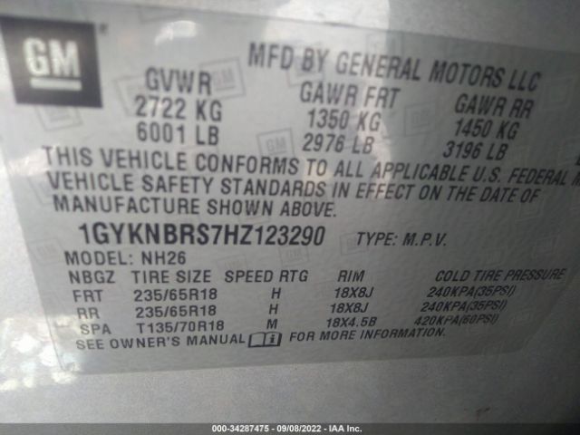 Photo 8 VIN: 1GYKNBRS7HZ123290 - CADILLAC XT5 