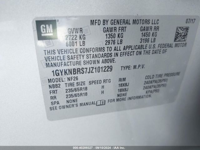 Photo 8 VIN: 1GYKNBRS7JZ101229 - CADILLAC XT5 