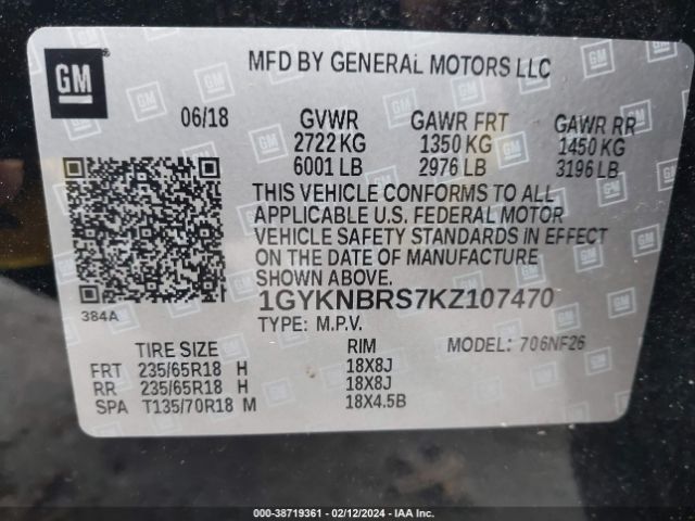 Photo 8 VIN: 1GYKNBRS7KZ107470 - CADILLAC XT5 