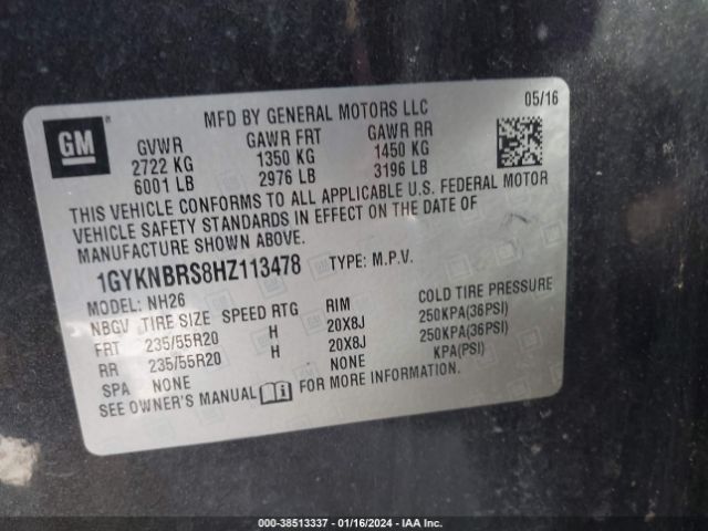 Photo 8 VIN: 1GYKNBRS8HZ113478 - CADILLAC XT5 