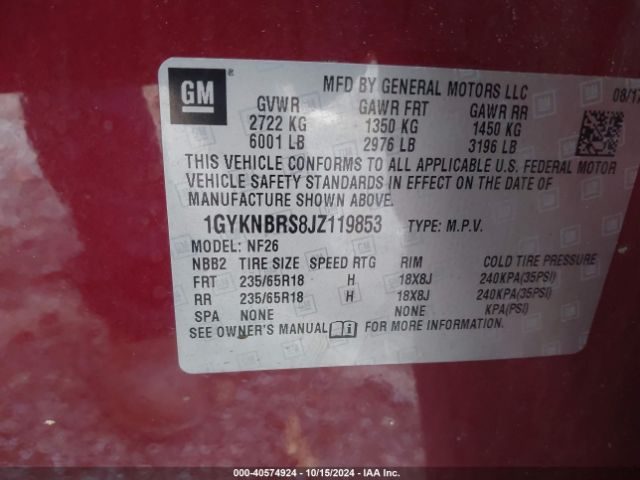 Photo 8 VIN: 1GYKNBRS8JZ119853 - CADILLAC XT5 