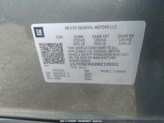 Photo 8 VIN: 1GYKNCR41MZ135551 - CADILLAC XT5 