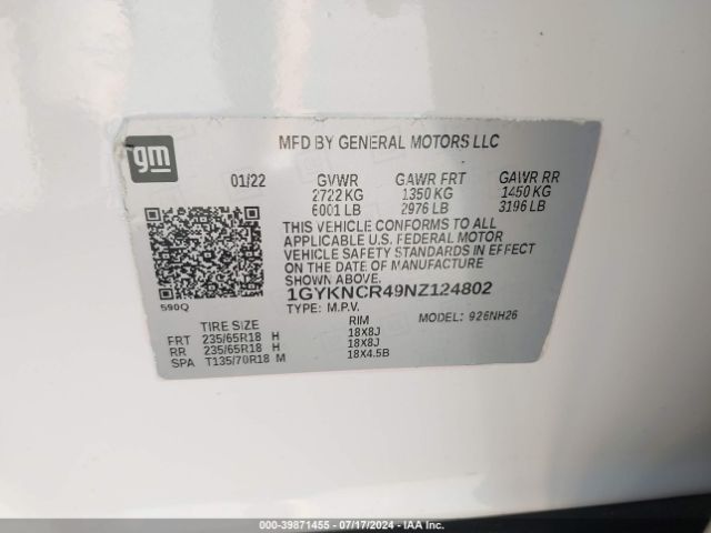 Photo 8 VIN: 1GYKNCR49NZ124802 - CADILLAC XT5 