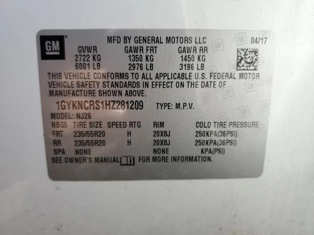 Photo 12 VIN: 1GYKNCRS1HZ281209 - CADILLAC XT5 PREMIU 