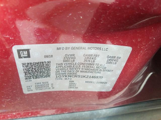 Photo 9 VIN: 1GYKNCRS1KZ146870 - CADILLAC XT5 LUXURY 