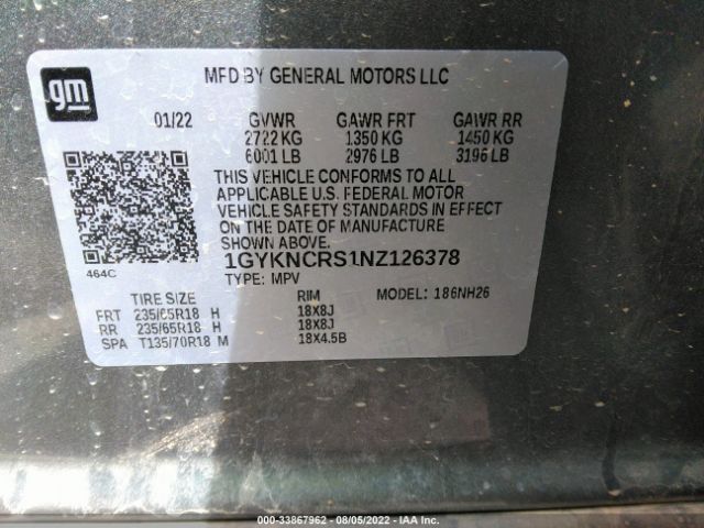 Photo 8 VIN: 1GYKNCRS1NZ126378 - CADILLAC XT5 