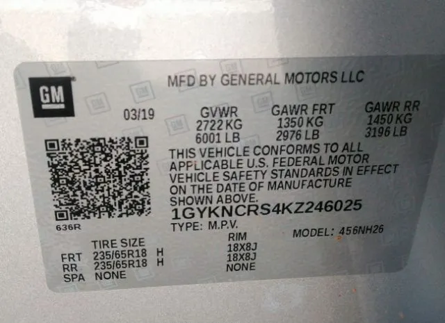 Photo 8 VIN: 1GYKNCRS4KZ246025 - CADILLAC XT5 