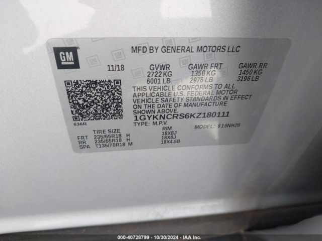 Photo 8 VIN: 1GYKNCRS6KZ180111 - CADILLAC XT5 