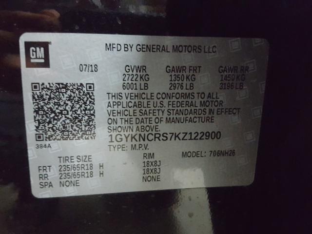 Photo 9 VIN: 1GYKNCRS7KZ122900 - CADILLAC XT5 LUXURY 