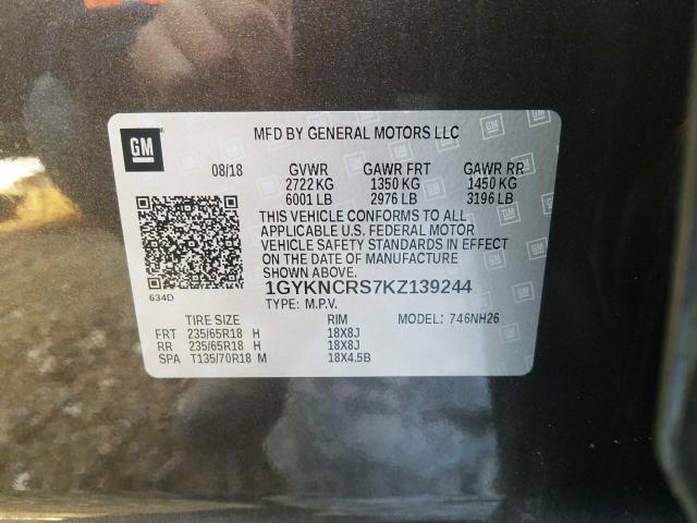 Photo 9 VIN: 1GYKNCRS7KZ139244 - CADILLAC XT5 LUXURY 