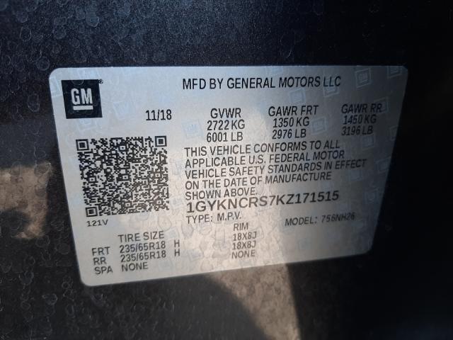 Photo 9 VIN: 1GYKNCRS7KZ171515 - CADILLAC XT5 LUXURY 