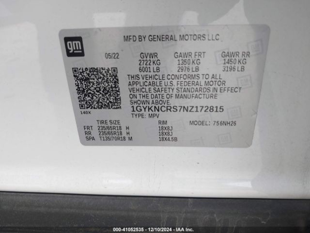 Photo 8 VIN: 1GYKNCRS7NZ172815 - CADILLAC XT5 