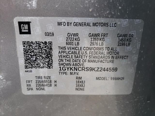 Photo 9 VIN: 1GYKNCRS9KZ244559 - CADILLAC XT5 LUXURY 