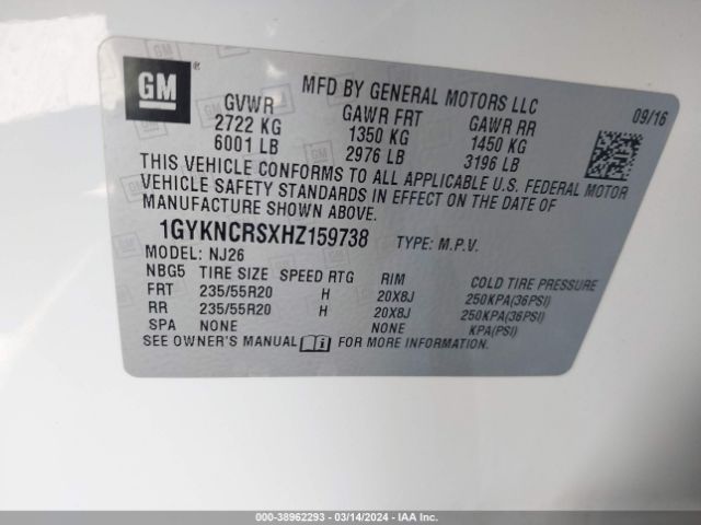 Photo 8 VIN: 1GYKNCRSXHZ159738 - CADILLAC XT5 