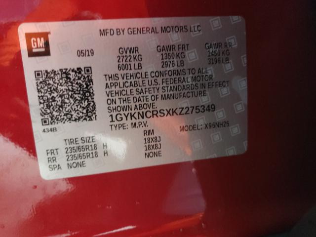 Photo 9 VIN: 1GYKNCRSXKZ275349 - CADILLAC XT5 LUXURY 