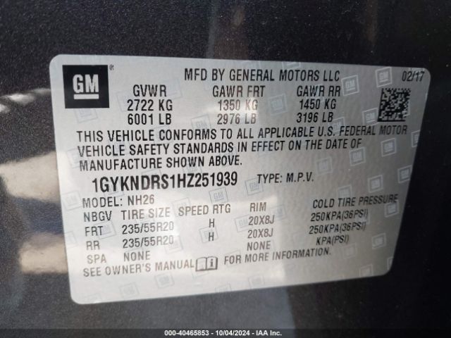 Photo 8 VIN: 1GYKNDRS1HZ251939 - CADILLAC XT5 