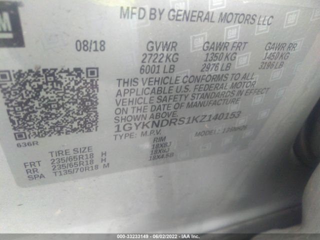 Photo 8 VIN: 1GYKNDRS1KZ140153 - CADILLAC XT5 