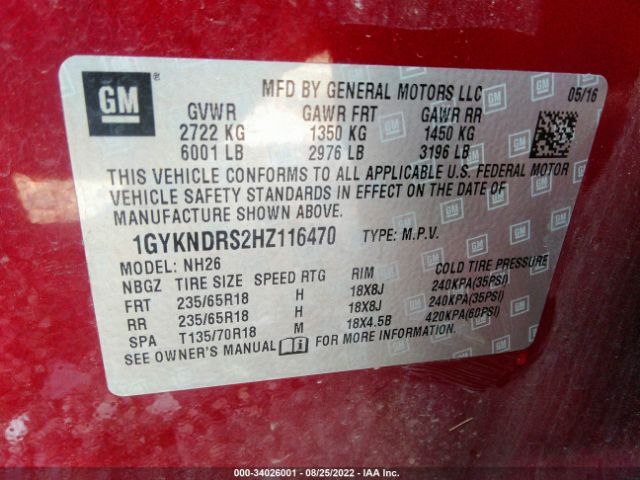 Photo 8 VIN: 1GYKNDRS2HZ116470 - CADILLAC XT5 