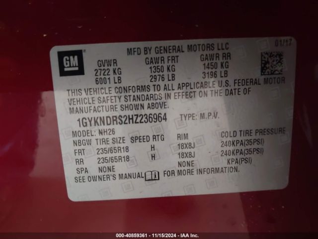 Photo 8 VIN: 1GYKNDRS2HZ236964 - CADILLAC XT5 