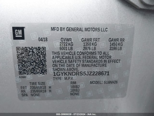 Photo 8 VIN: 1GYKNDRS5JZ228671 - CADILLAC XT5 