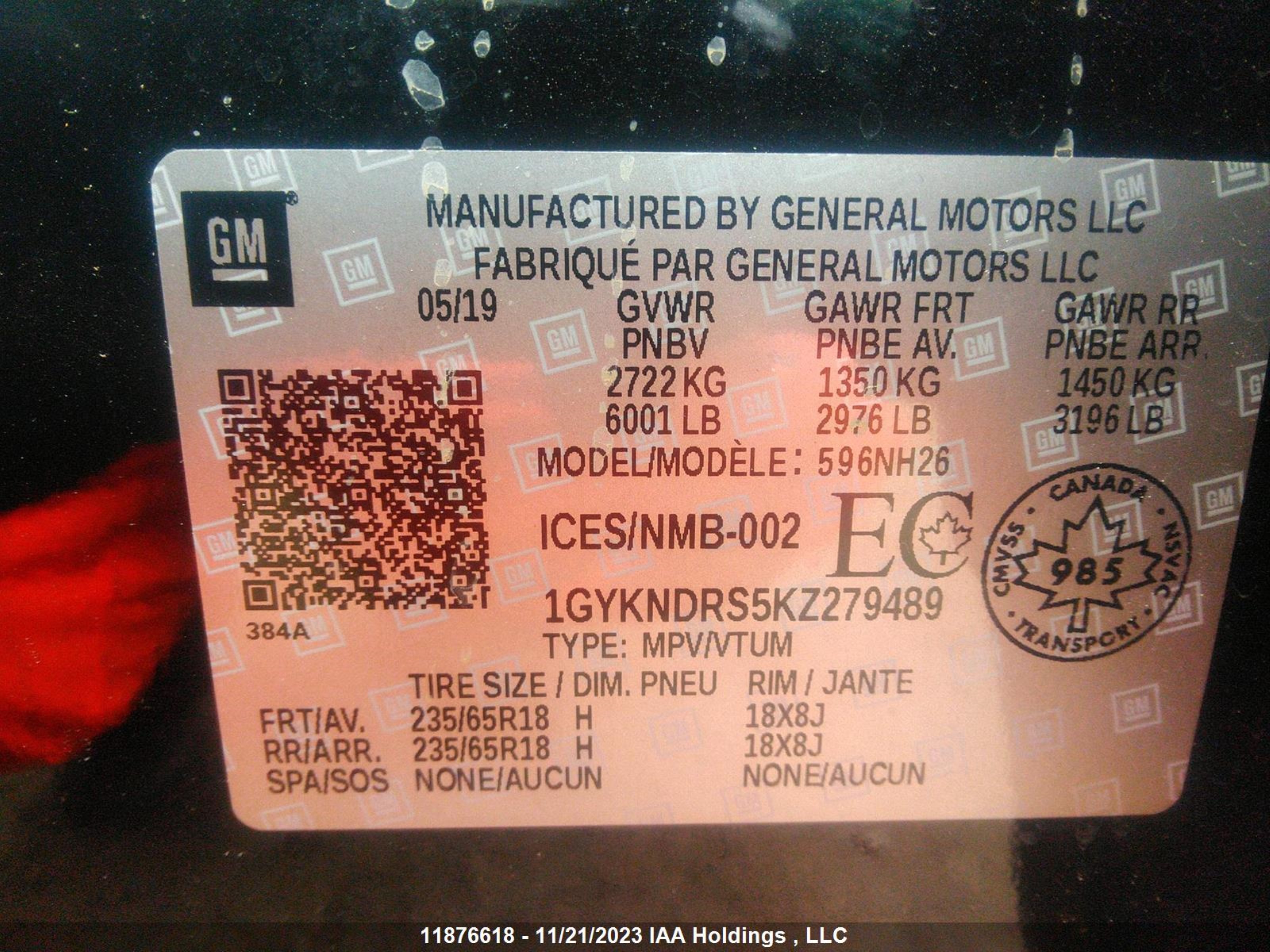 Photo 8 VIN: 1GYKNDRS5KZ279489 - CADILLAC XT5 