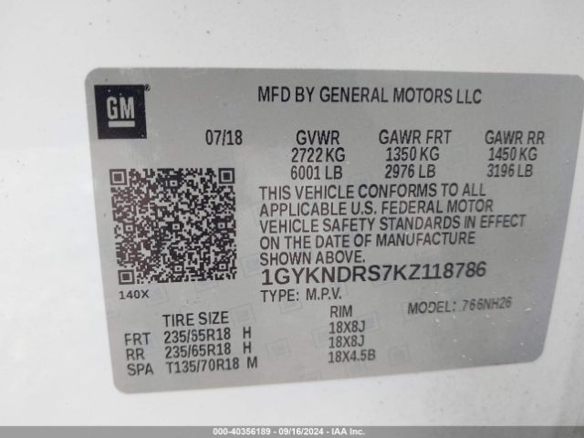 Photo 8 VIN: 1GYKNDRS7KZ118786 - CADILLAC XT5 