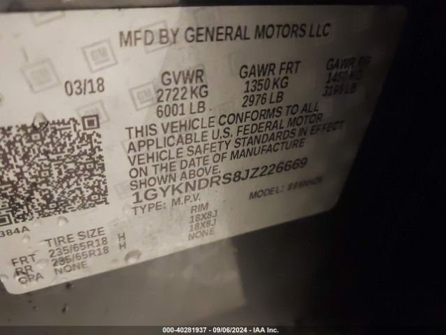 Photo 8 VIN: 1GYKNDRS8JZ226669 - CADILLAC XT5 