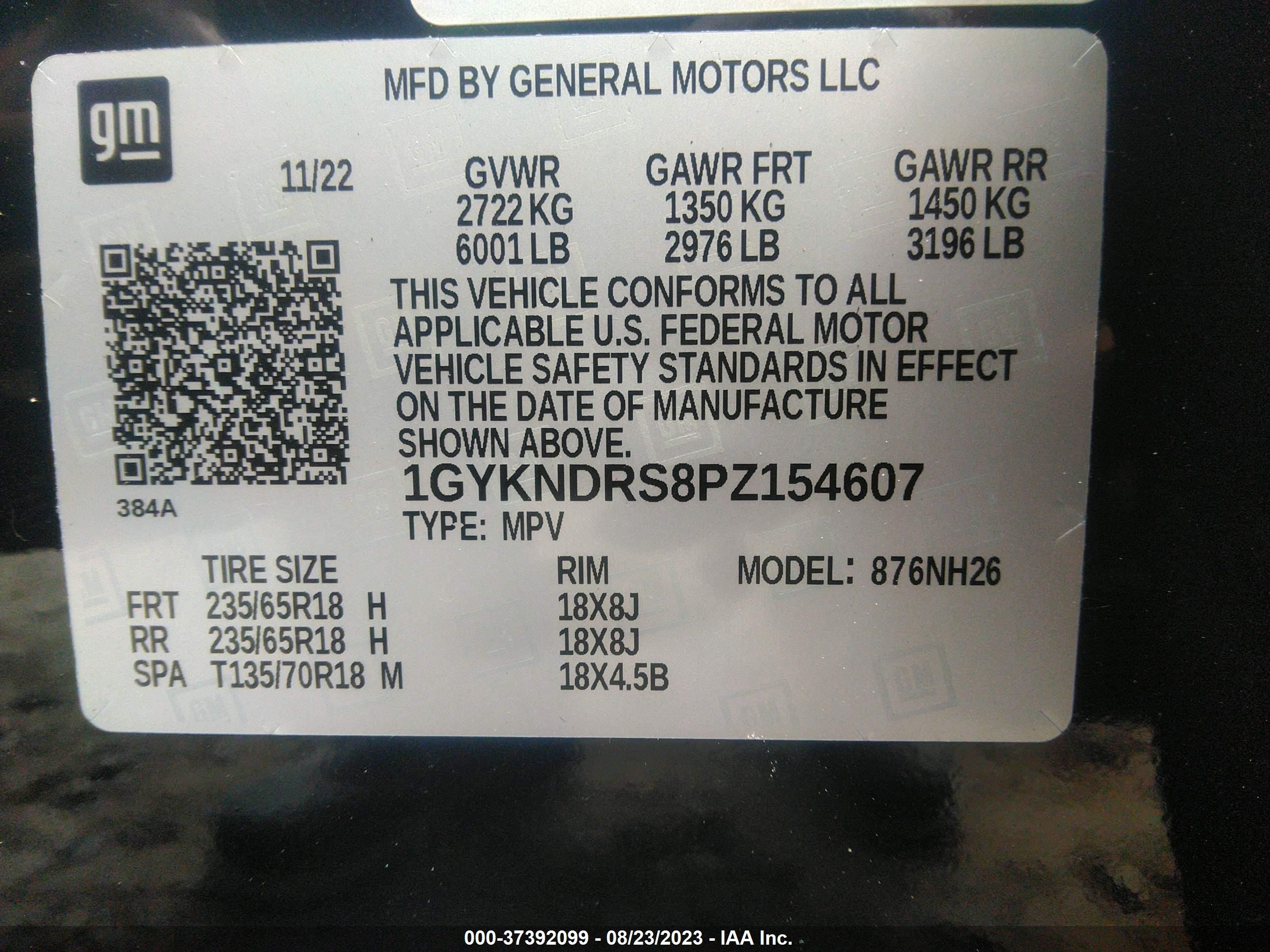 Photo 8 VIN: 1GYKNDRS8PZ154607 - CADILLAC XT5 