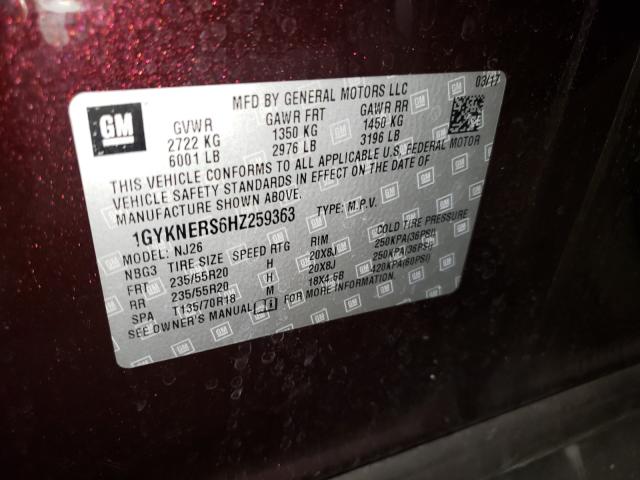 Photo 9 VIN: 1GYKNERS6HZ259363 - CADILLAC XT5 PREMIU 