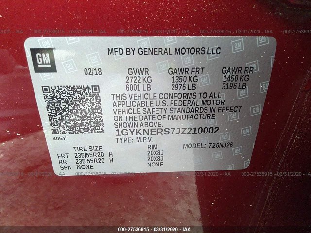 Photo 8 VIN: 1GYKNERS7JZ210002 - CADILLAC XT5 